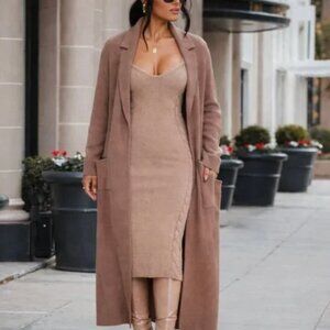 NWT Express Premium Quality Cozy Notch Collar Duster Cardigan in Dusty Mauve